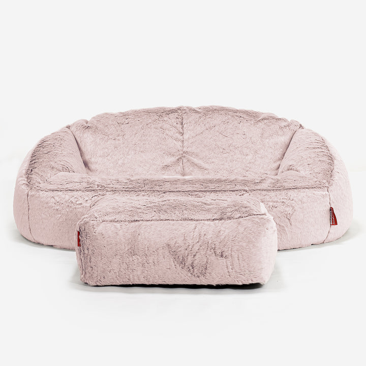 Divano a Sacco Bubble - Eco-pelliccia di Coniglio Rosa Antico 02