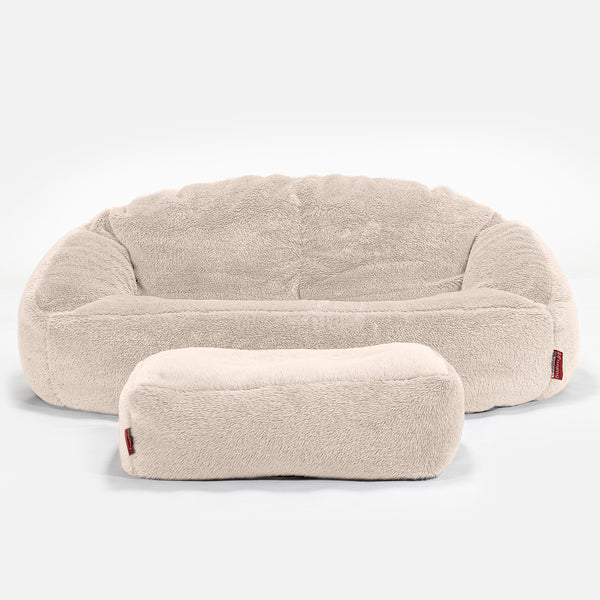 Divano a Sacco Bubble - Eco-pelliccia Orsacchiotto Panna 01