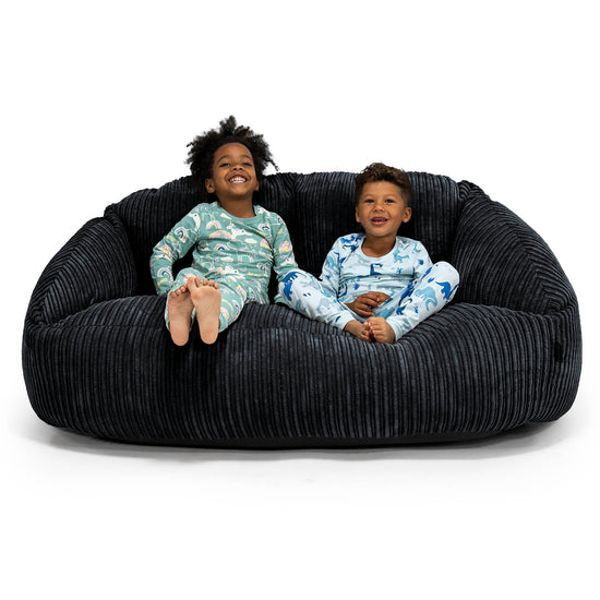 Divano a Sacco Gigante Bubble per Bambini 3-14 anni - Velluto a Coste Nero 01