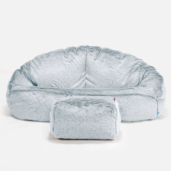 Divano a Sacco per Bambini Bubble - Eco-pelliccia di Coniglio Azzurro Polver 02