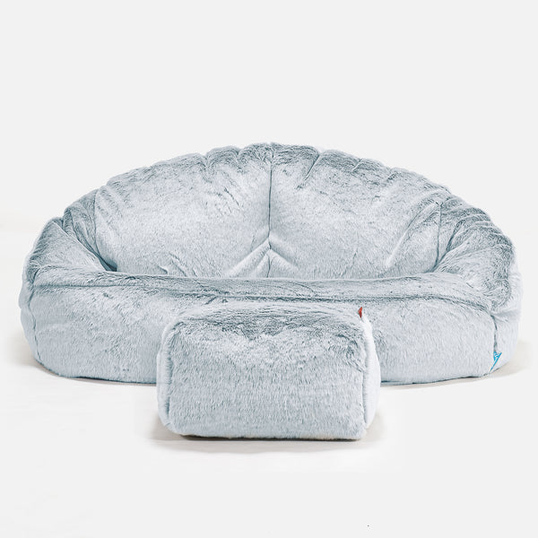 Divano a Sacco per Bambini Bubble - Eco-pelliccia di Coniglio Azzurro Polver 01