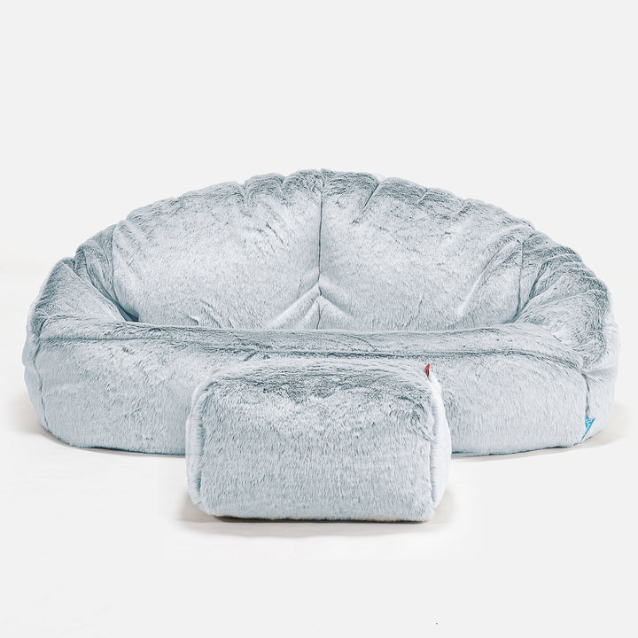Divano a Sacco per Bambini Bubble - Eco-pelliccia di Coniglio Azzurro Polver 02
