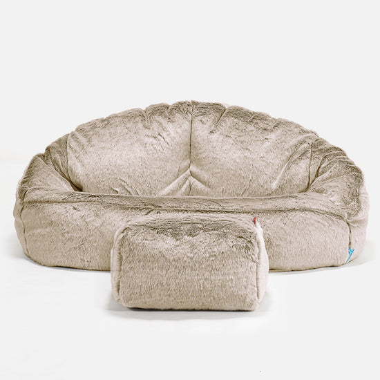 Divano a Sacco per Bambini Bubble - Eco-pelliccia di Coniglio Marrone dorato 02