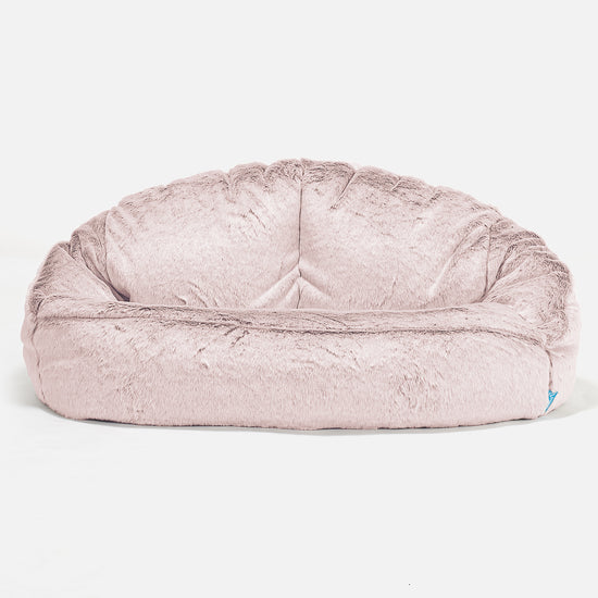Divano a Sacco per Bambini Bubble - Eco-pelliccia di Coniglio Rosa Antico 01
