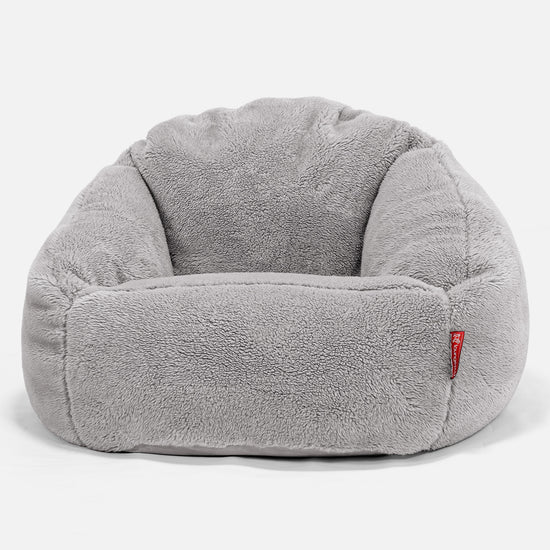 Poltrona a Sacco Bubble - Eco-pelliccia Orsacchiotto Grigio Medio 01