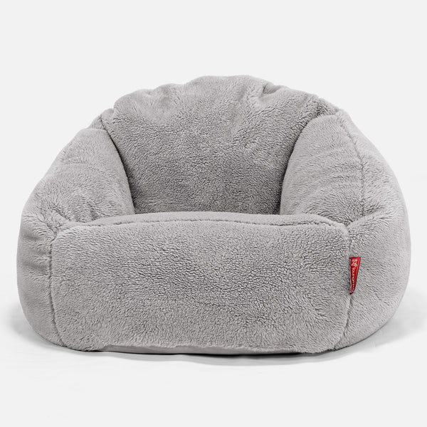 Poltrona a Sacco Bubble - Eco-pelliccia Orsacchiotto Grigio Medio 01