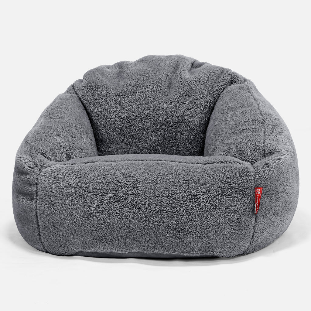Poltrona a Sacco Bubble - Eco-pelliccia Orsacchiotto Grigio scuro 01