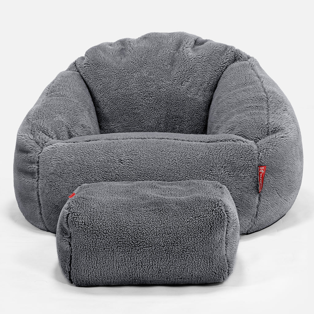 Poltrona a Sacco Bubble - Eco-pelliccia Orsacchiotto Grigio scuro 02