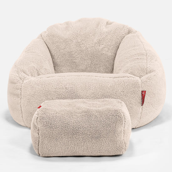 Poltrona a Sacco Bubble - Eco-pelliccia Orsacchiotto Panna 02
