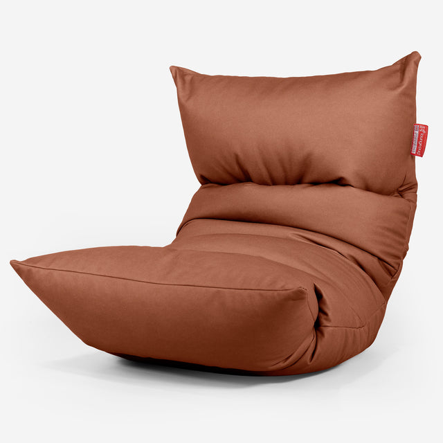 Lettino Pouf Sacco Eva - Pelle Vegana Castagno 01