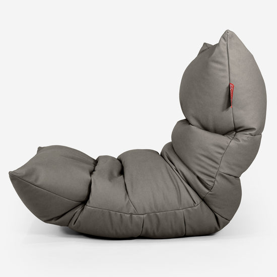 Lettino Pouf Sacco Eva - Pelle Vegana Grigio 02