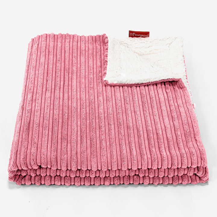Plaid / Coperta Sherpa - Velluto a Coste Corallo 01