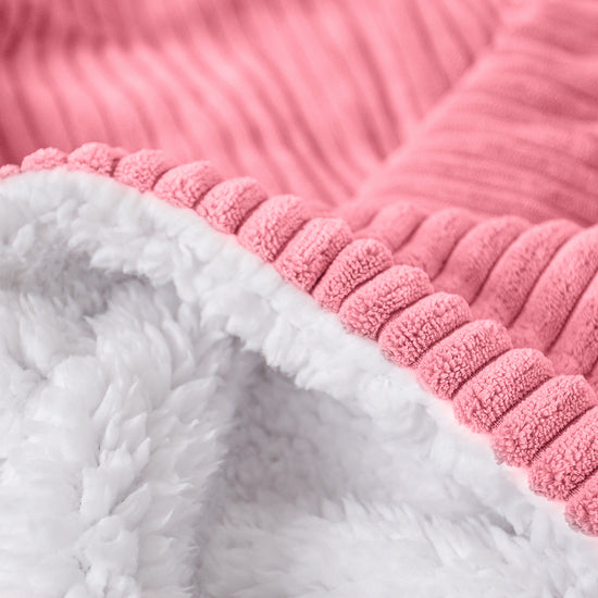 Plaid / Coperta Sherpa - Velluto a Coste Corallo 04