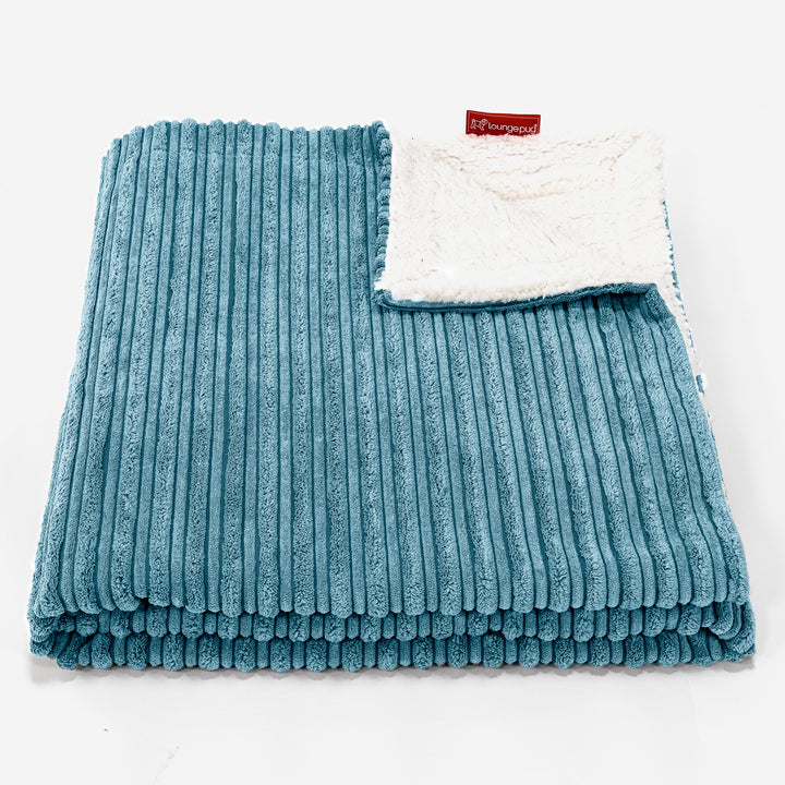 Plaid / Coperta Sherpa - Velluto a Coste Egeo Blu 01