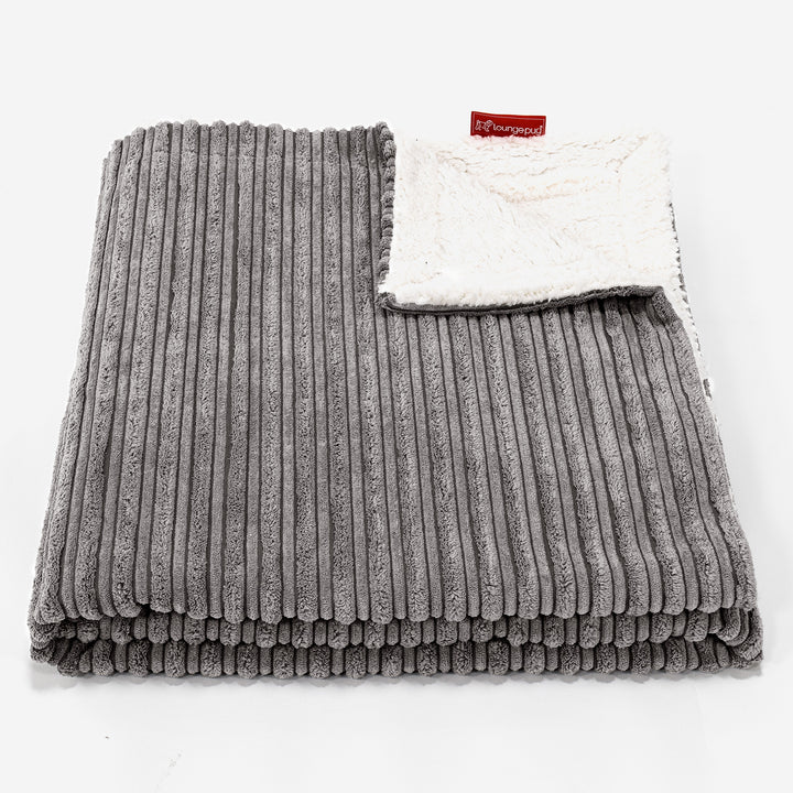 Plaid / Coperta Sherpa - Velluto a Coste Grafite 01