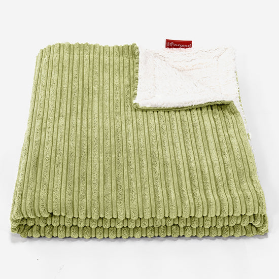 Plaid / Coperta Sherpa - Velluto a Coste Lime 01