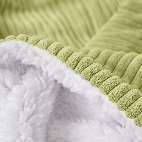 Plaid / Coperta Sherpa - Velluto a Coste Lime 04