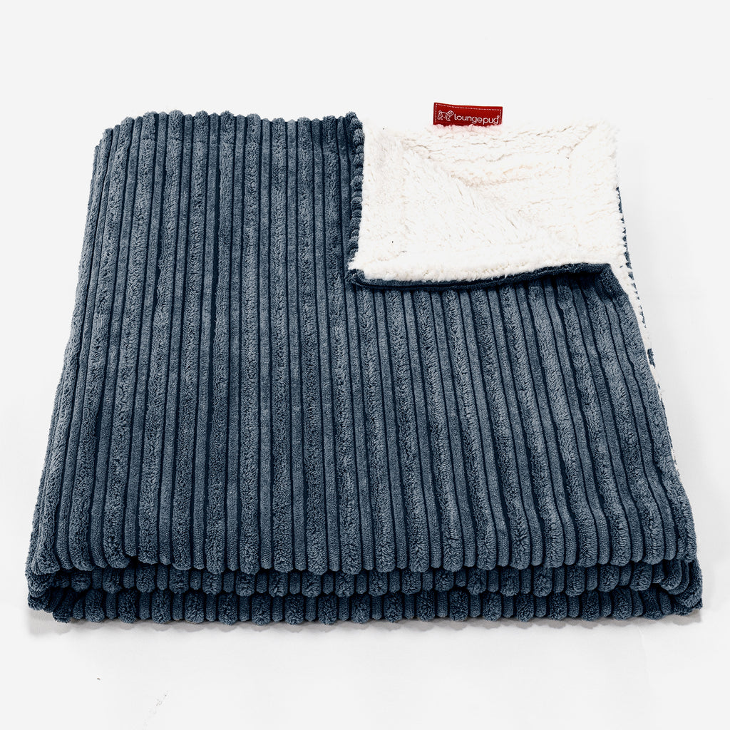 Plaid / Coperta Sherpa - Velluto a Coste Navy 01