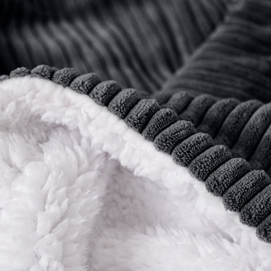 Plaid / Coperta Sherpa - Velluto a Coste Nero 04