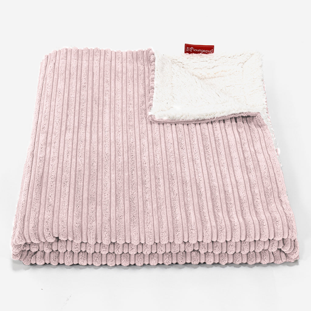 Plaid / Coperta Sherpa - Velluto a Coste Rosa Cipria 01