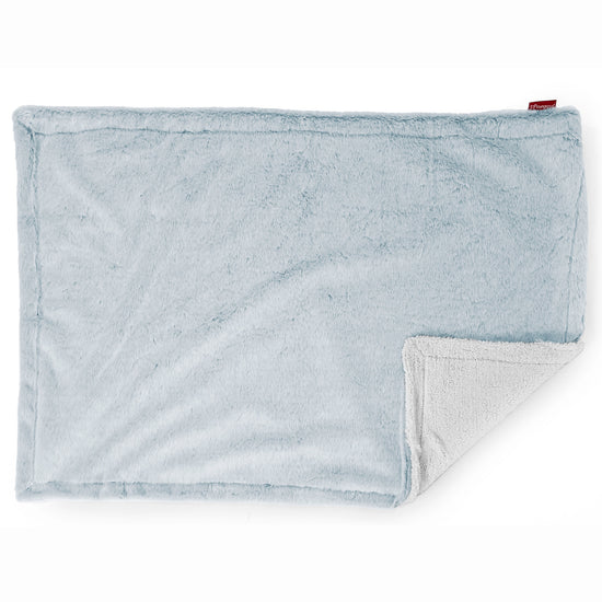 Plaid / Coperta Sherpa - Eco-pelliccia di Coniglio Azzurro Polvere 03