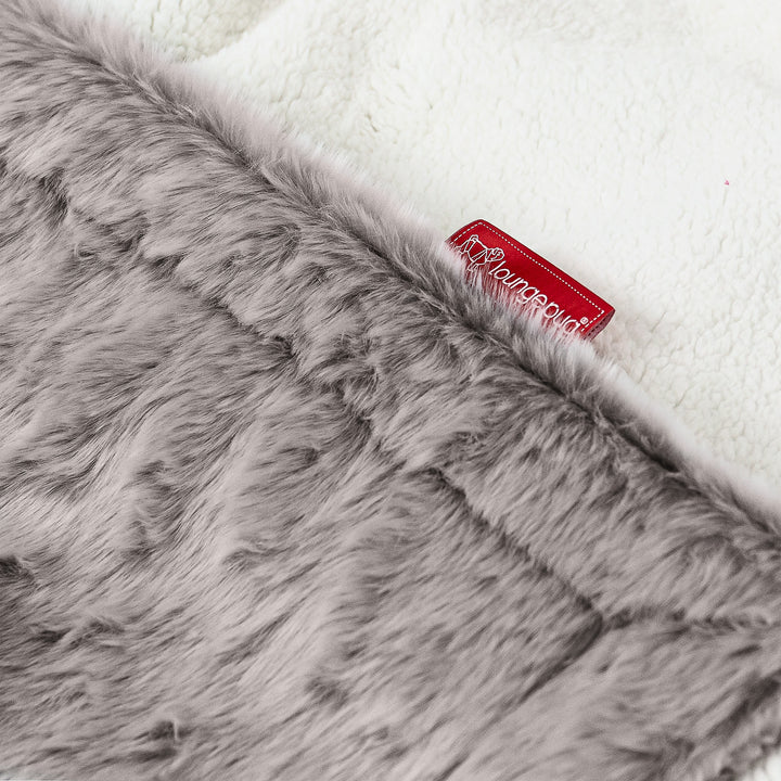 Plaid / Coperta Sherpa - Eco-pelliccia di Coniglio Grigio Chiaro 02