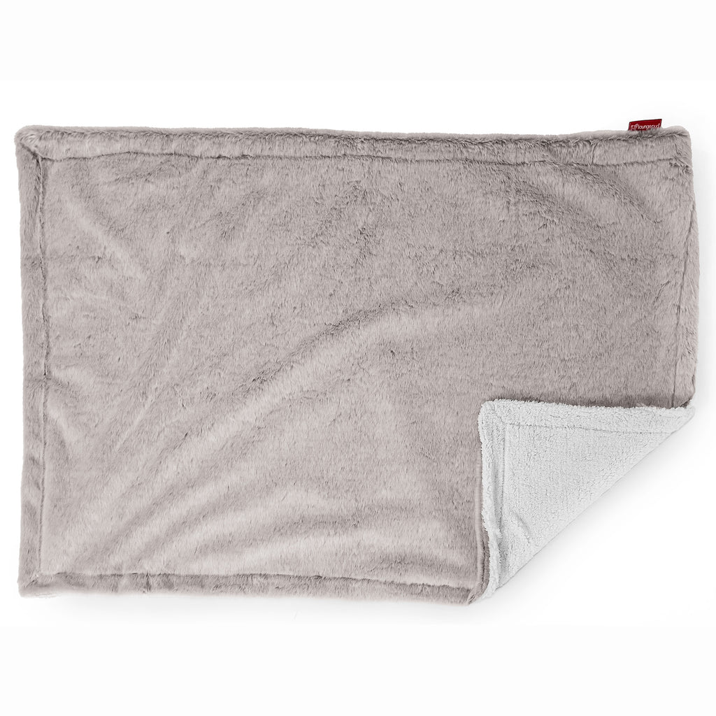 Plaid / Coperta Sherpa - Eco-pelliccia di Coniglio Grigio Chiaro 03