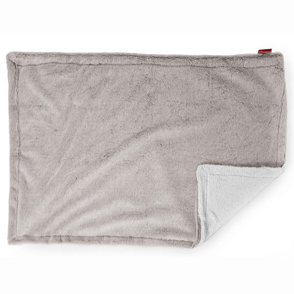 Plaid / Coperta Sherpa - Eco-pelliccia di Coniglio Grigio Chiaro 02