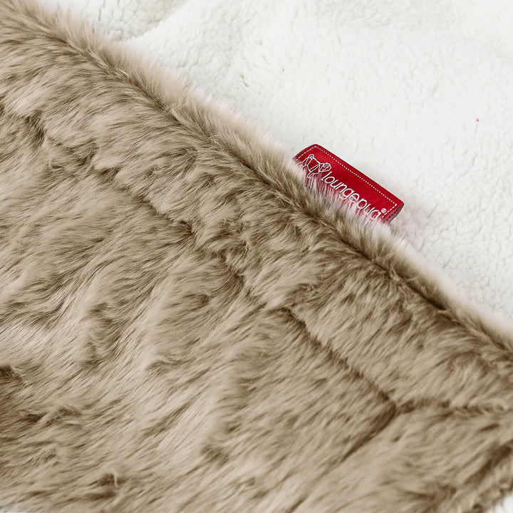 Plaid / Coperta Sherpa - Eco-pelliccia di Coniglio Marrone dorato 02