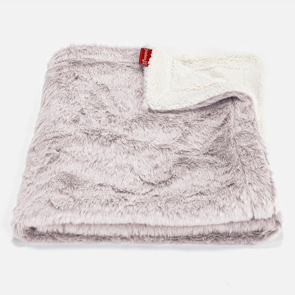 Plaid / Coperta Sherpa - Eco-pelliccia di Coniglio Rosa Antico 01