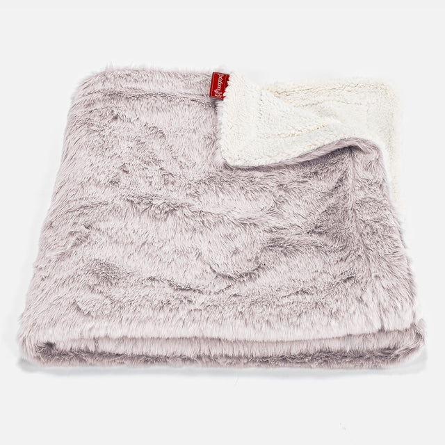 Plaid / Coperta Sherpa - Eco-pelliccia di Coniglio Rosa Antico 01