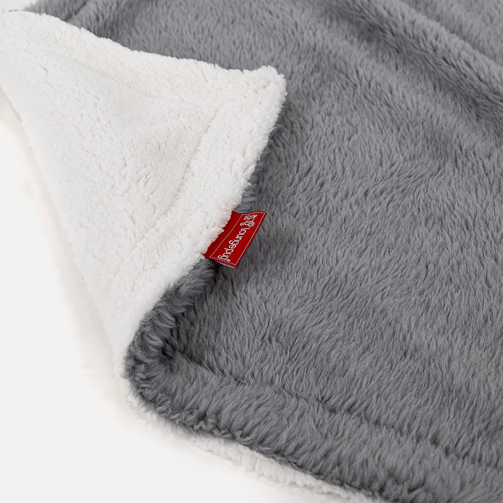 Plaid / Coperta Sherpa - Eco-pelliccia Orsacchiotto Grigio scuro 03