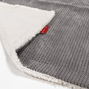 Plaid / Coperta Sherpa - Pompon Carbone Grigio