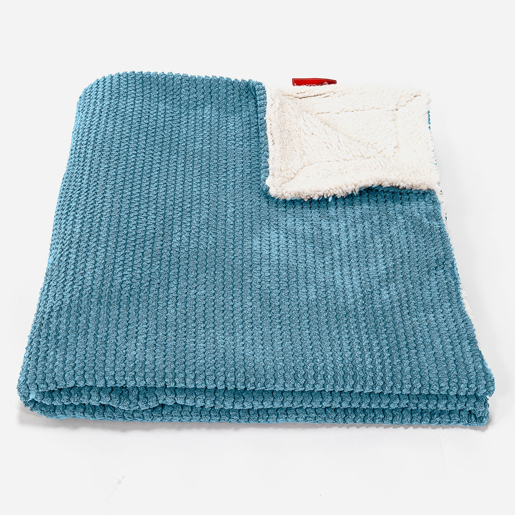 Plaid / Coperta Sherpa - Pompon Egeo Blu 01