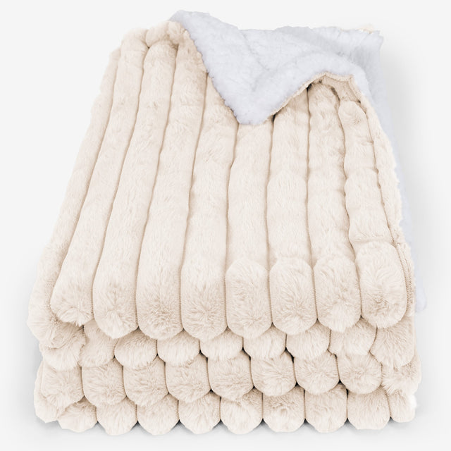 Plaid / Coperta Sherpa - Velluto Felpato Ultra Morbido Panna 01