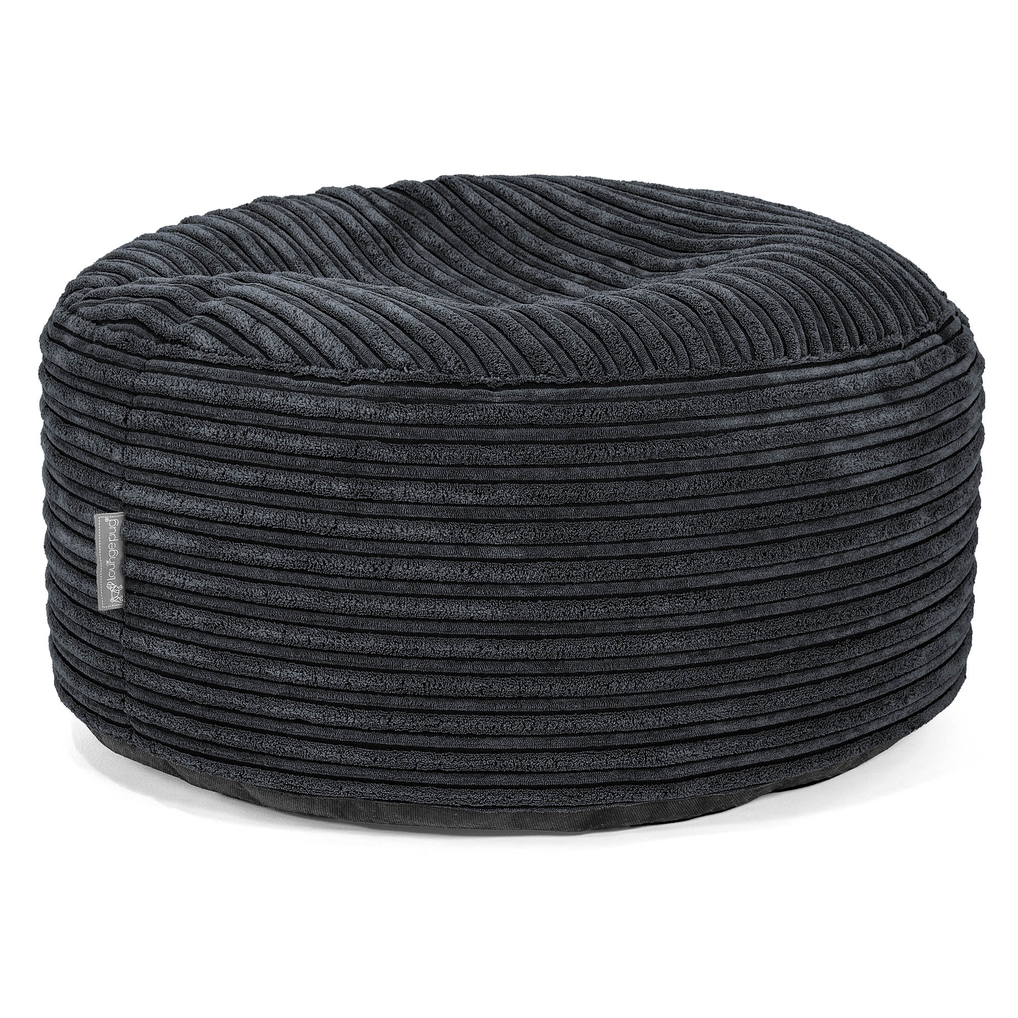 Lounge Pug Pouf Rotondo In Velluto A Coste Verde Foresta - Poggiapiedi E Seduta Imbottita - 28x40 Cm - Antimacchia
