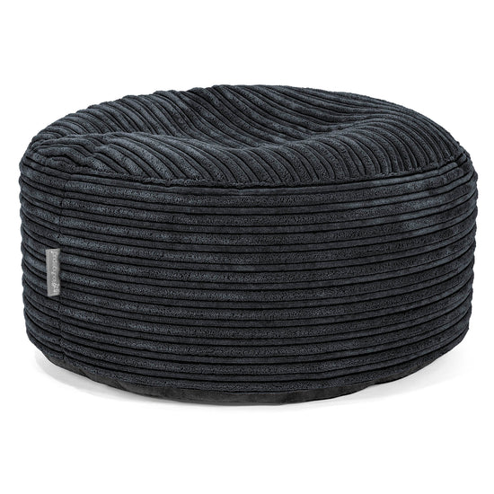 Poggiapiedi Rotondo Grande - Velluto a Coste Nero 01