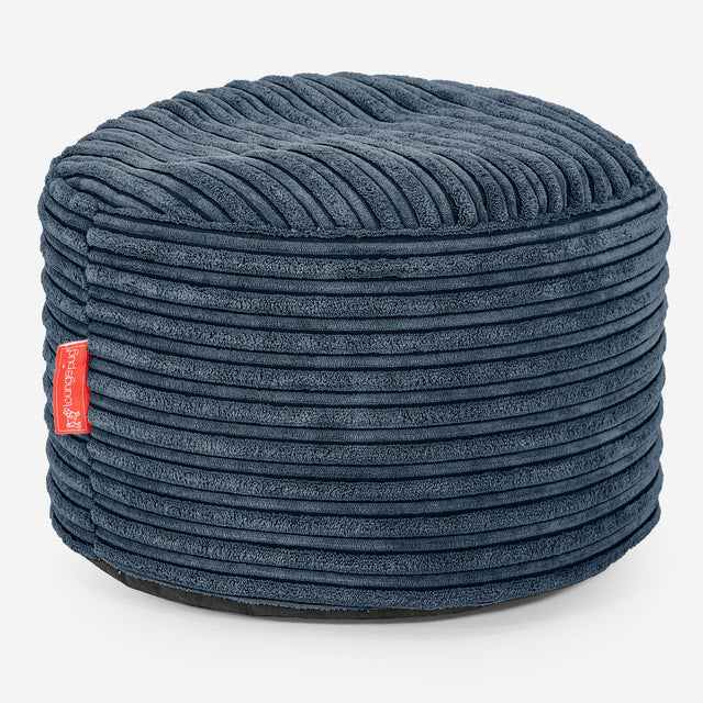 Poggiapiedi Rotondo Piccolo - Velluto a Coste Navy 01