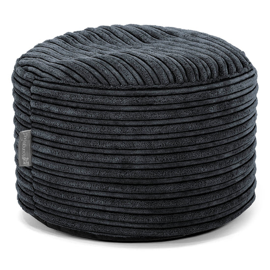 Poggiapiedi Rotondo Piccolo - Velluto a Coste Nero 01