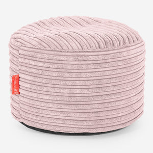 Poggiapiedi Rotondo Piccolo - Velluto a Coste Rosa Cipria