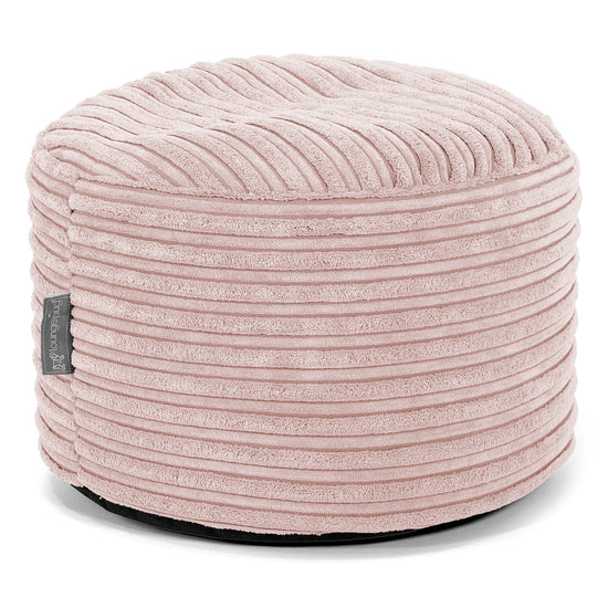 Poggiapiedi Rotondo Piccolo - Velluto a Coste Rosa Cipria 01