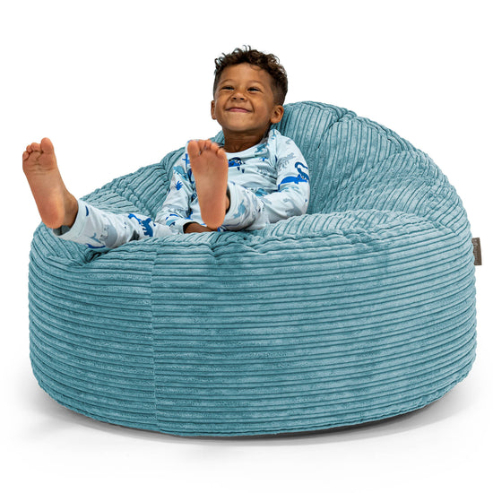 Poltrona a Sacco Gigante Giant per Bambini 3-8 anni - Velluto a Coste Egeo Blu 01