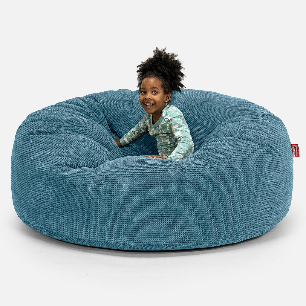 Lounge Pug Poltrona a Sacco per Bambini Misura Grande per Famiglie 3-14  anni Pompon Egeo Blu– Big Bertha Original IT