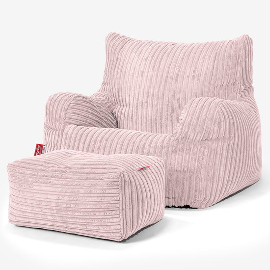 Poltrona a Sacco Teens 6-14 anni - Velluto a Coste Rosa Cipria 03