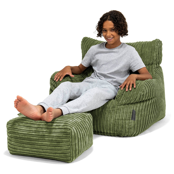 Lounge Pug Sedia Pouf Sacco Natalia Sacco Velluto a Coste Verde Foresta Lounge Pug Sedia Pouf Sacco Natalia Sacco Velluto a Coste Verde Foresta