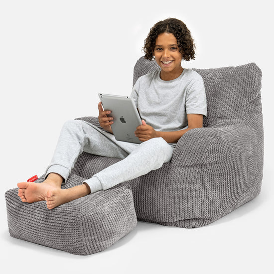 Poltrona a Sacco Teens 6-14 anni - Pompon Carbone Grigio 01