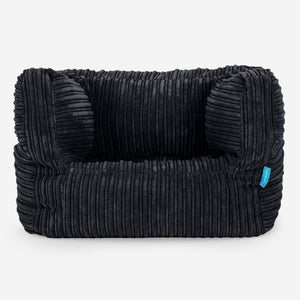 Poltrona Pouf Sacco Albert per Bambini 1 a 5 anni - Velluto a Coste Nero