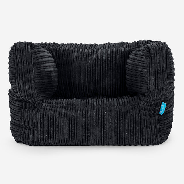 Poltrona Pouf Sacco Albert per Bambini 1 a 5 anni - Velluto a Coste Nero 01
