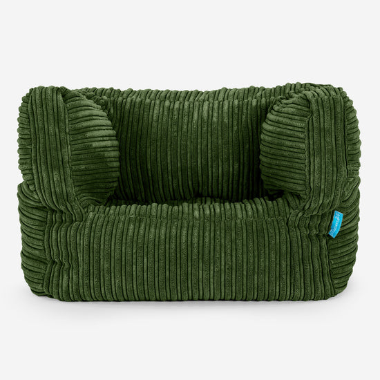 Poltrona Pouf Sacco Albert per Bambini 1 a 5 anni - Velluto a Coste Verde Foresta 01