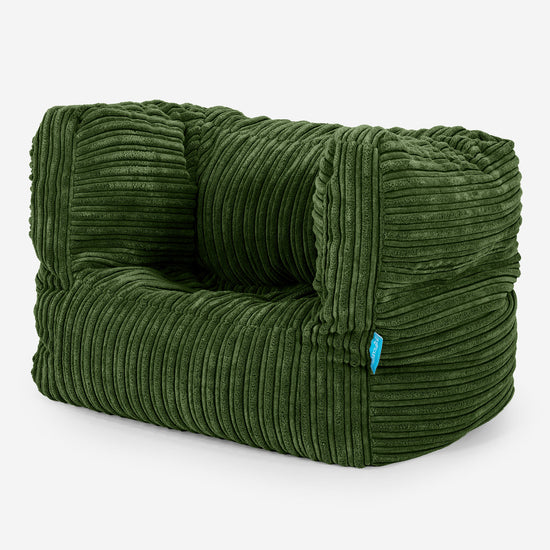 Poltrona Pouf Sacco Albert per Bambini 1 a 5 anni - Velluto a Coste Verde Foresta 02